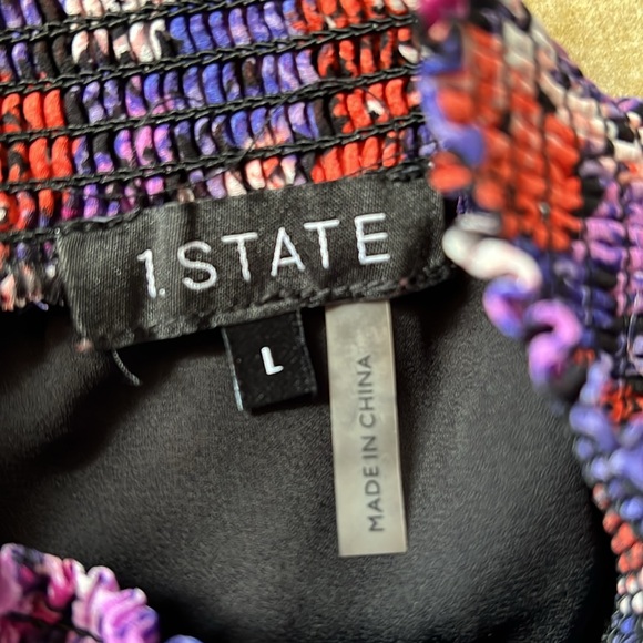 1. State Floral Dress. Tiered Ruffled Smocked waist Large - Picture 5 of 6